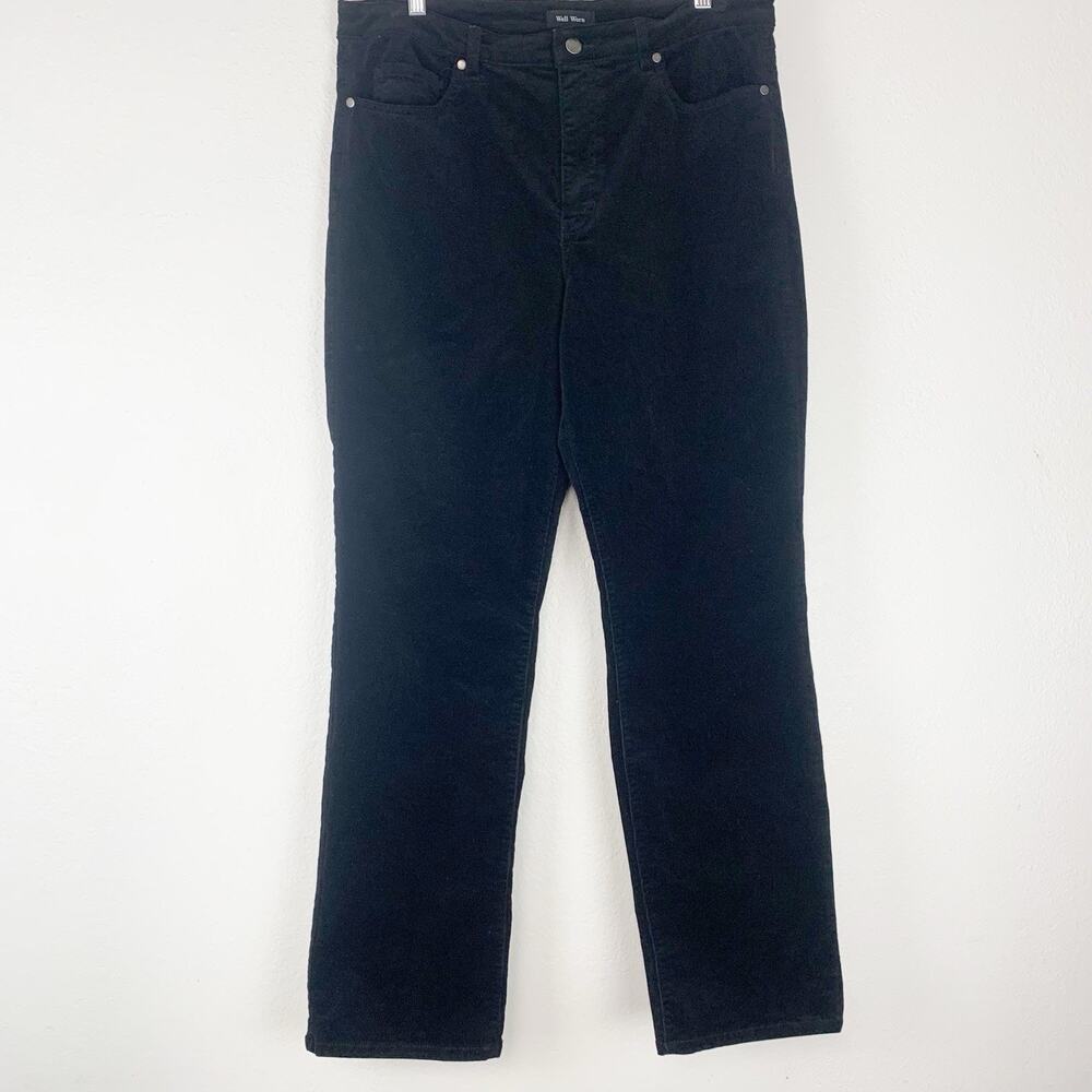 Well‎ Worn Pants Womens 14/34 Straight Leg Corduroy Black High Rise Stretch